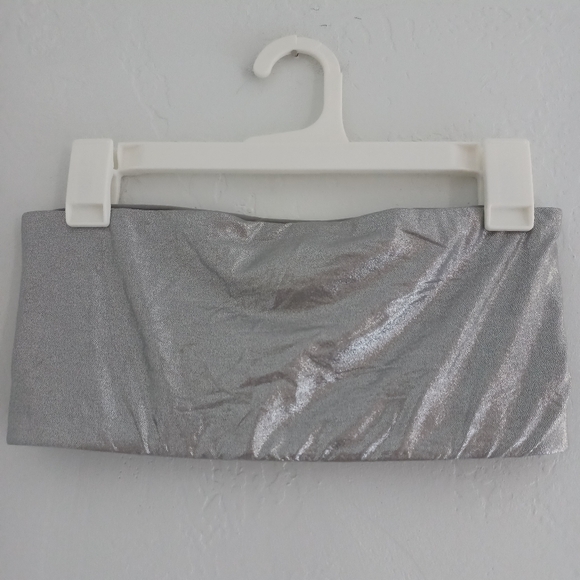 NWT SKIMS Silver Metallic Hue Tube Top - Picture 1 of 7